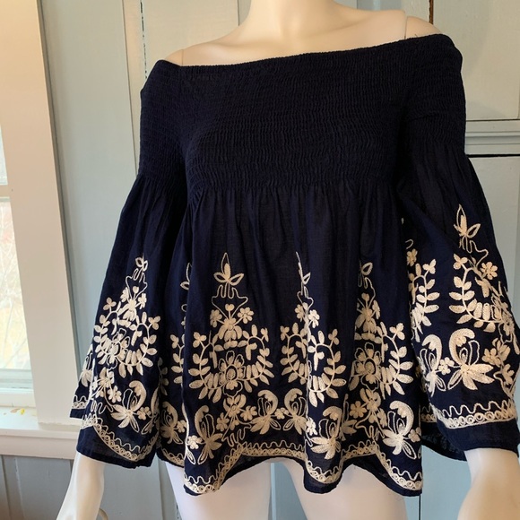 Flying Tomato Tops - FLYING TOMATO Embroidered Off The Shoulder Top